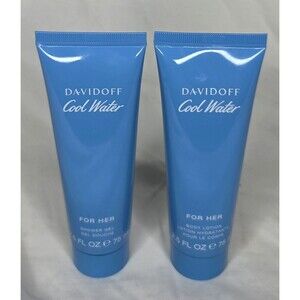 Cool Water by Davidoff For Her Body Lotion & Shower Gel Set 2.5 OZ New